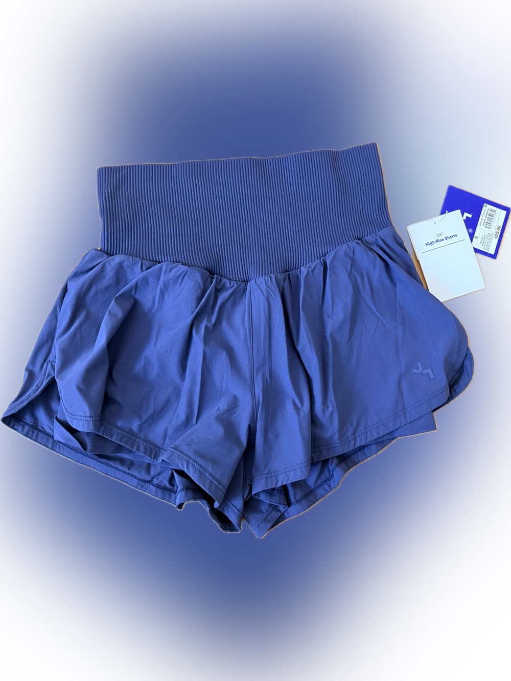 JoyLab Seamless Waistband High-Waist Blue Women’s Athletic Shorts - Picture 3 of 8